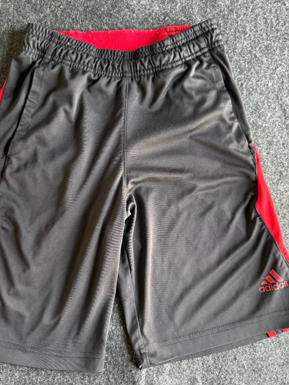 Adidas Climalite Boys Black Red Athletic Shorts Size 8